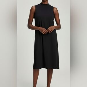 Eileen Fisher Stretch Jersey Mock Neck Dress XS Oversized Minimal Capsule Staple